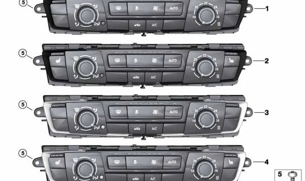 Panel de control para climatizador OEM 64119384047 para BMW (F20, F21, F22, F23, F30, F31, F34, F35, F32, F33, F36). Original BMW.