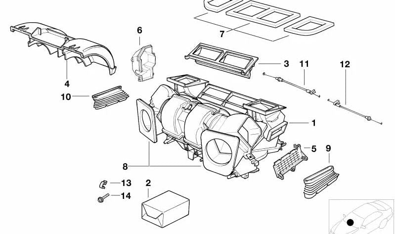 Cable Bowden Recirculación/Aire Fresco/Aire Estancado para BMW Serie 5 E39, X5 E53 (OEM 64118385557). Original BMW