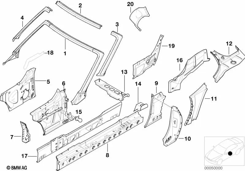 Left inner B-pillar for BMW. Original BMW