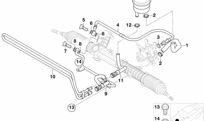 Druckschlauch para BMW E46 (OEM 32411097083). Original BMW