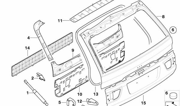 Soporte Amortiguador de Gas Derecho para BMW E53 (OEM 41627142966). Original BMW