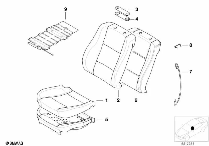 Cubierta para BMW Serie 5 E39, Serie 7 E38 (OEM 52108189148). Original BMW