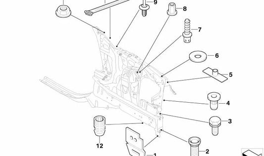 Écrou de bride OEM 07146949832 pour BMW E60, E61, E63, E64. BMW d'origine.