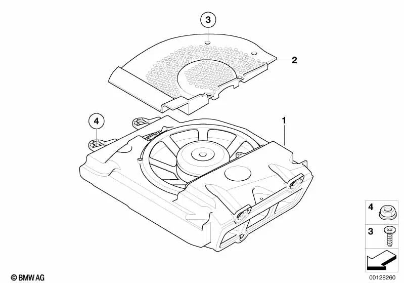 Subgrave central derecho para BMW Serie 7 E65, E66 (OEM 65139143146). Original BMW.