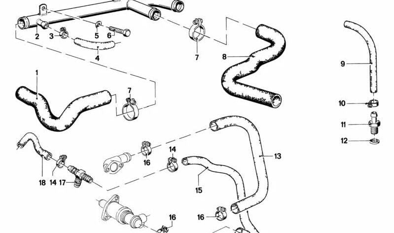 Manguera de admisión OEM 11611261816 para BMW E12, E24, E23. Original BMW.