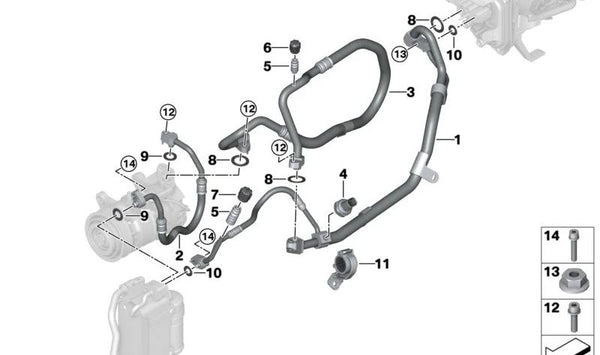 Tubería de Aspiración Evaporador-Compresor para BMW G87, G80, G81, G82, G83 (OEM 64508088922). Original BMW