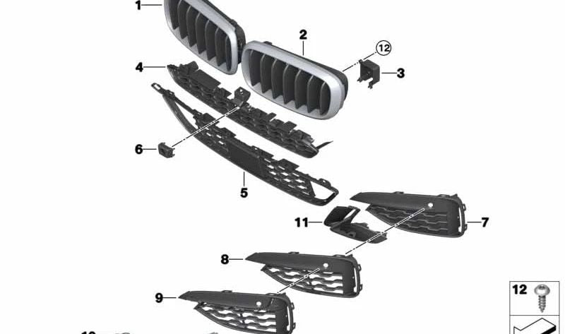 Rejilla lateral derecha cerrada OEM 51118069334 para BMW F16 (X6). Original BMW.