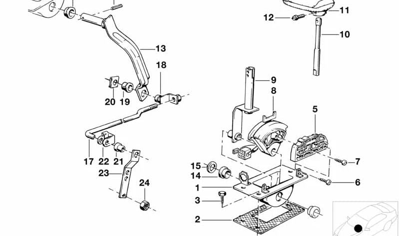 Palanca de cambio superior OEM 25161216206 para BMW E30, E34, E32. Original BMW.