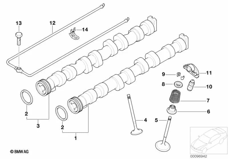 Rollenschlepphebel para BMW E81, E82, E87, E87N, E88, E46, E90, E91, E92, E93, E60, E61, E63, E64, E65, E66, E84, E83, E53, E70, E85 (OEM 11337530980). Original BMW