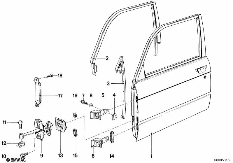 Freno de puerta para BMW Serie 5 E12, E28 (OEM 41511879483). Original BMW