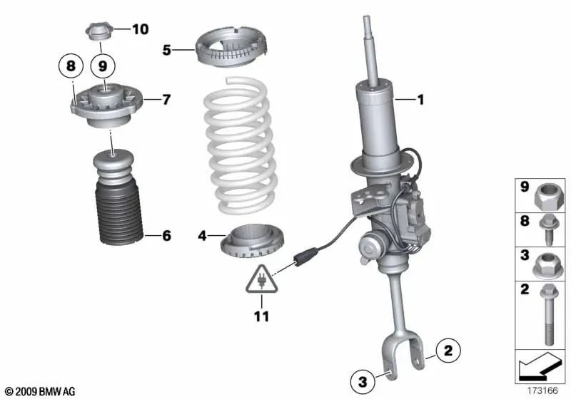 Front left shock absorber for BMW F11N (OEM 37116863121). Genuine BMW.