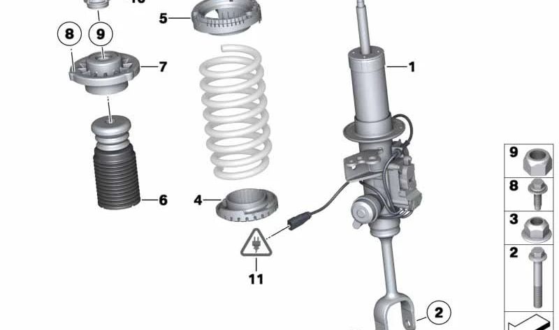 Amortiguador delantero derecho OEM 37116796932 para BMW F07, F01, F02. Original BMW.