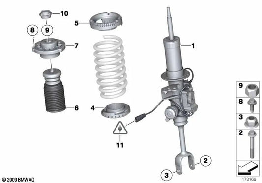 Amortiguador delantero derecho para BMW Serie 6 F06, F06N (OEM 37116863118). Original BMW.