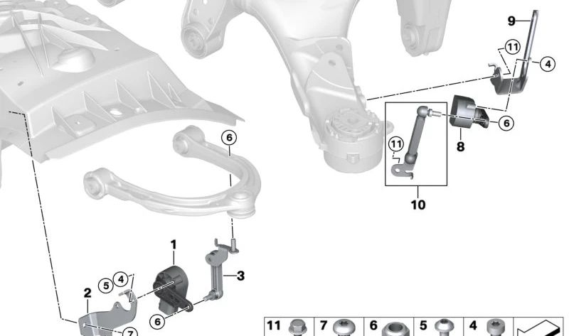 Soporte para sensor de nivel OEM 37146861330 para BMW G32, G11, G12. Original BMW.