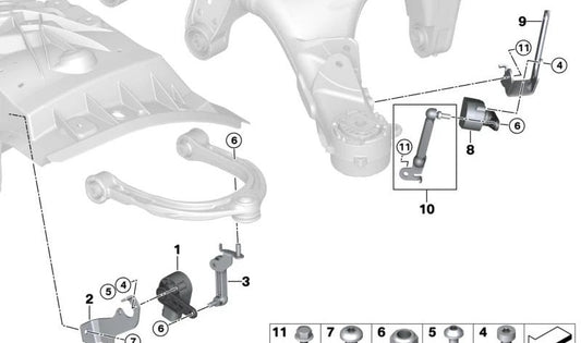 Soporte para sensor de nivel OEM 37146861330 para BMW G32, G11, G12. Original BMW.