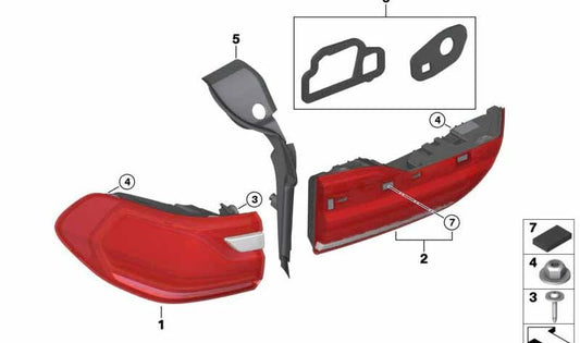 Luz trasera LED panel lateral izquierdo para BMW G07, G07N (OEM 63215A164A7). Original BMW