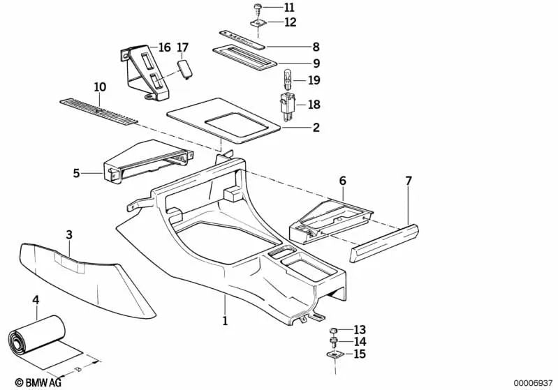 Cubierta indicador de marchas 4 velocidades para BMW E34, E32 (OEM 51161948047). Original BMW