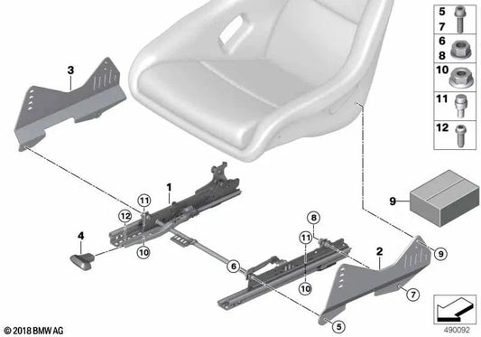 Tope de ajuste longitudinal para BMW Serie 4 F82, i I12, I12N (OEM 52107345575). Original BMW.