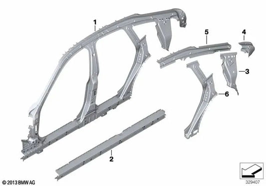 Right middle side frame for BMW Series 4 F36, F36N (OEM 41007427490). Original BMW.