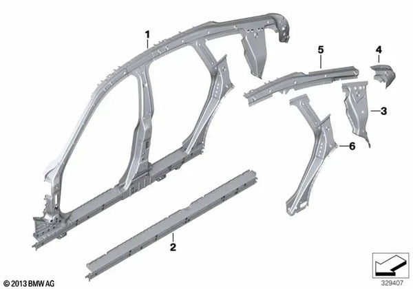 Soporte del Pilar C derecho para BMW Serie 3 F34, F34N (OEM 41007380662). Original BMW.