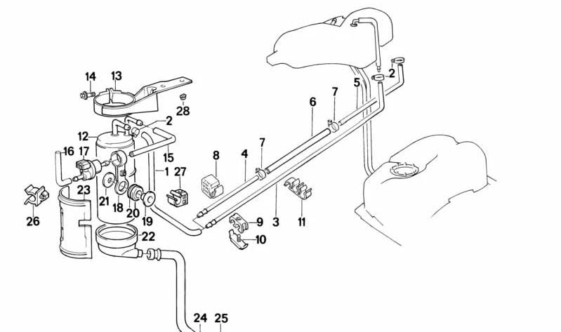 Tubo de ventilación para BMW Serie 7 E32 (OEM 16131178980). Original BMW