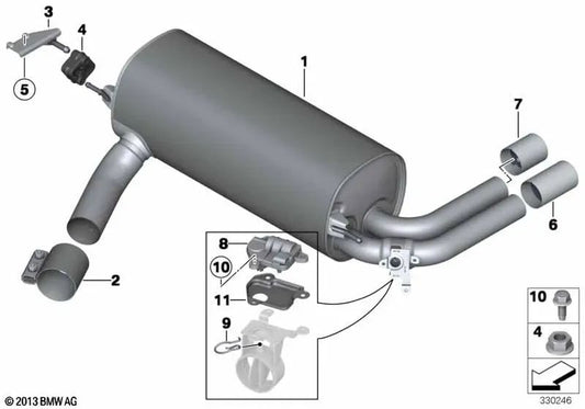 Silenciador trasero para BMW Serie 2 F22, F23 (OEM 18308606732). Original BMW