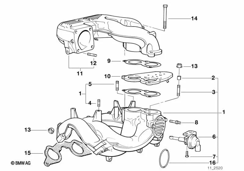 Brida para BMW Serie 3 E36, Serie 5 E34 (OEM 11611739646). Original BMW