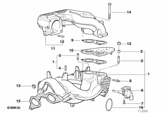 Brida para BMW Serie 3 E36, Serie 5 E34 (OEM 11611739646). Original BMW