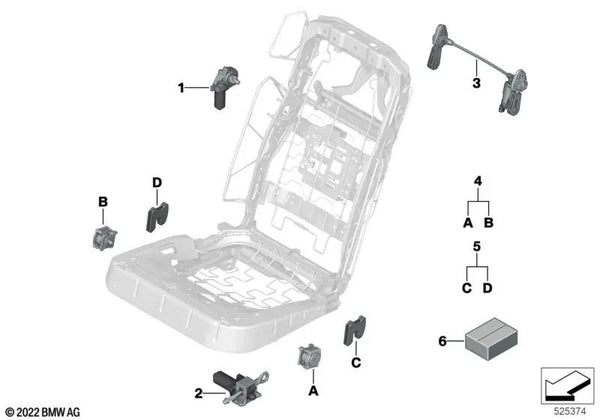 Kit de fijación para accionamientos de asiento para BMW Serie 7 G70 (OEM 52105A4A245). Original BMW