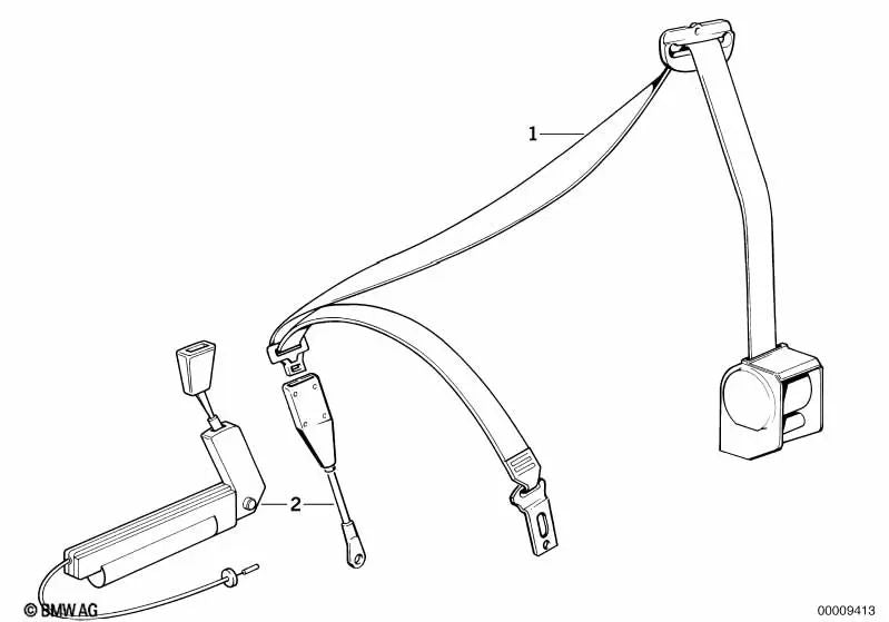 Cinturón delantero derecho para BMW Serie 5 E34, Serie 7 E32 (OEM 72118167982). Original BMW