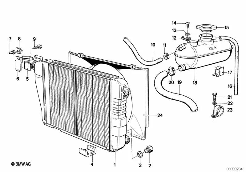 Depósito de compensación para BMW Serie 3 E21, Serie 5 E12 (OEM 17111120363). Original BMW