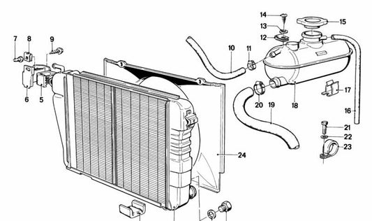 Radiador de refrigerante OEM 17111120008 para BMW E12. Original BMW.