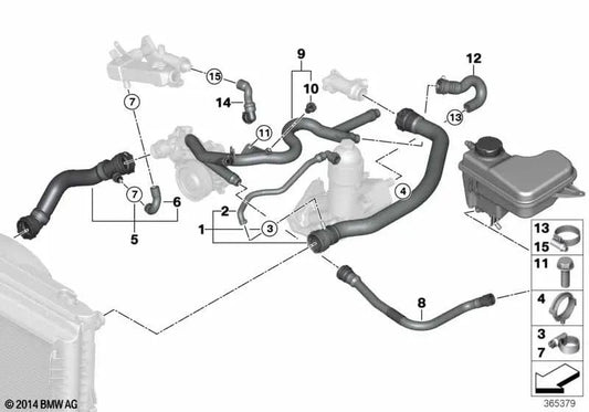 Manguera de refrigerante para BMW E60, E60N, E61, E61N (OEM 17127787455). Original BMW.