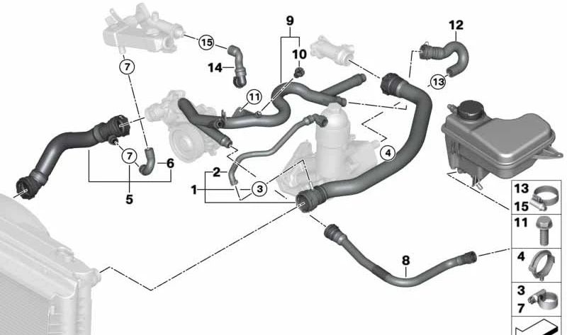 Manguera de Refrigerante para BMW Serie 5 E60, E61 (OEM 17127795262). Original BMW