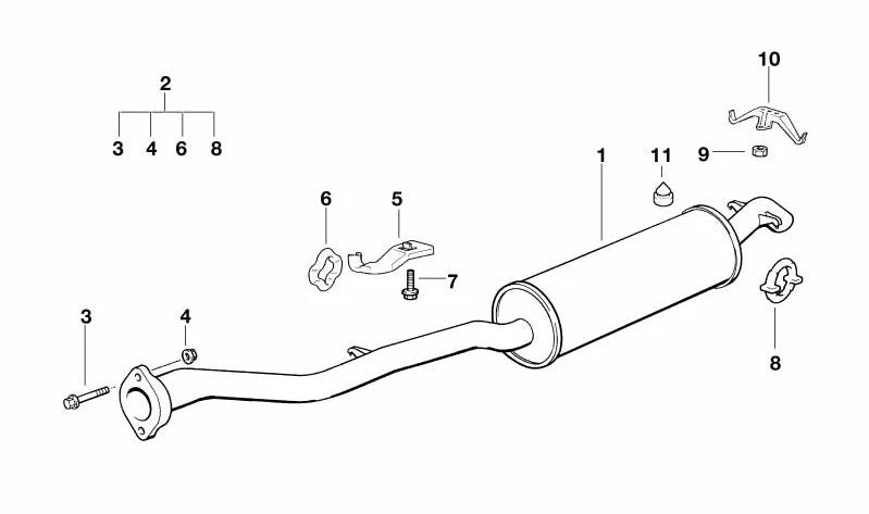 Silenciador trasero para BMW Serie 3 E36 (OEM 18312245524). Original BMW