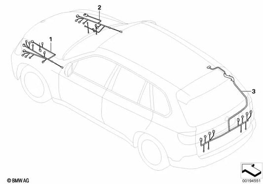 Juego de cables delantero derecho para BMW X5 E70N, X6 E71 (OEM 61128710255). Original BMW