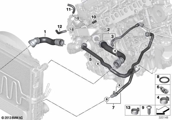 Manguera de retorno para BMW E81, E82, E87N, E88, E90N, E91N, E92, E92N, E93, E93N, E60N, E61N, F07, F10, F11, F01, F02, E84, E83N, E70N, E71 (OEM 11717811172). Original BMW