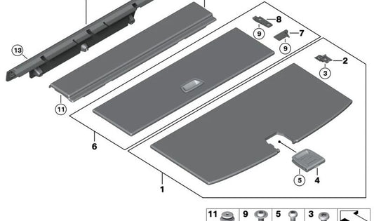 Estante trasero del maletero OEM 51479168207 para BMW F07 (Serie 5 GT). Original BMW.