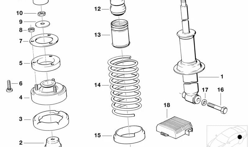 Support bearing for BMW E34 (OEM 33521135165). Original BMW