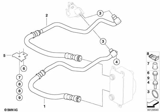 Tubería de retorno del enfriador de aceite del motor para BMW E60, E63, E64 (OEM 17227528608). Original BMW