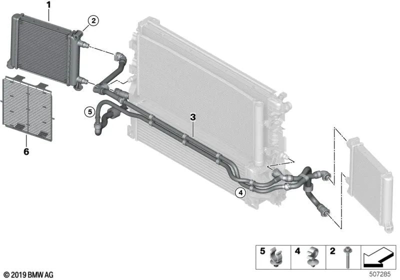 Hose holder for BMW F44, F39 2 Series, X2 (OEM 17128684901). Original BMW