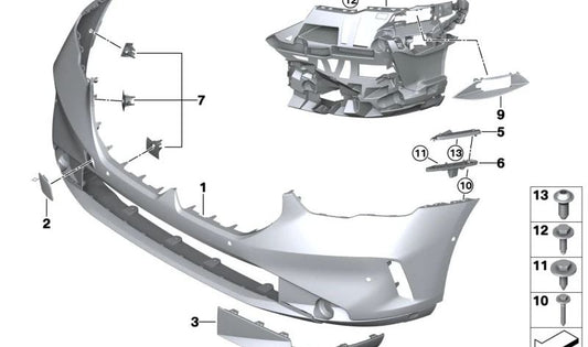 Revestimiento del parachoques delantero para BMW Serie 5 G60, G61 (OEM 51115A6A3B8). Original BMW