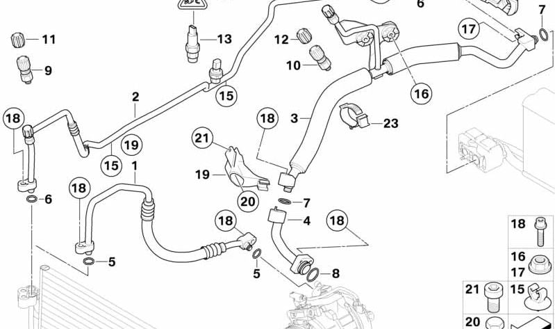 Druckrohr für BMW Serie 5 E60N, E61N (OEM 64509181852). Original BMW