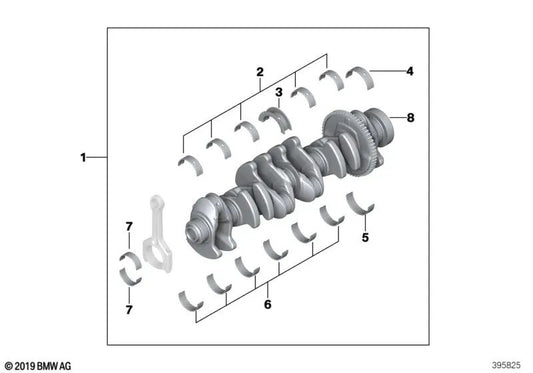 Crankshaft without bearings for BMW E90, E91, E92, E93, E60, E61, F10, F11, F18, E83N, E85, E89 (OEM 11217614548). Original BMW.