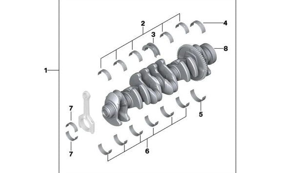 Cigüeñal sin cojinetes OEM 11217541970 para BMW E82, E88, E90, E91, E92, E93, E60, E61, E84, E70. Original BMW