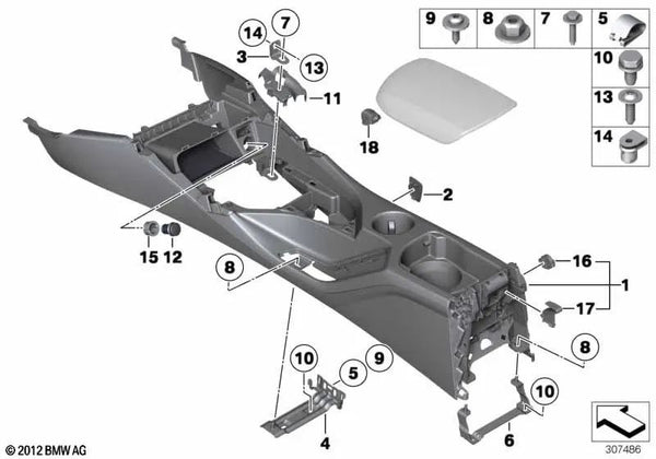 Consola central para BMW E84 (OEM 51169285166). Original BMW