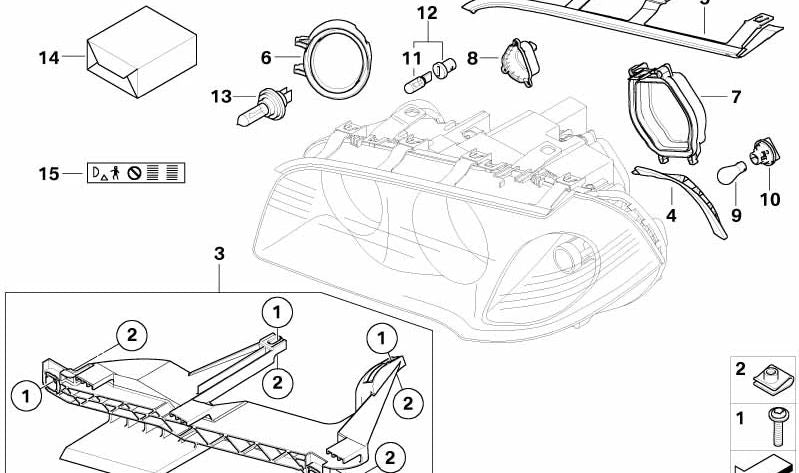 Soporte de faro izquierdo para BMW X3 E83, E83N (OEM 63126939199). Original BMW