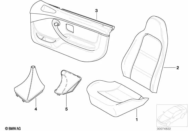 Pannello della porta in pelle destra per BMW diversi modelli (OEM 51412496760). BMW originale