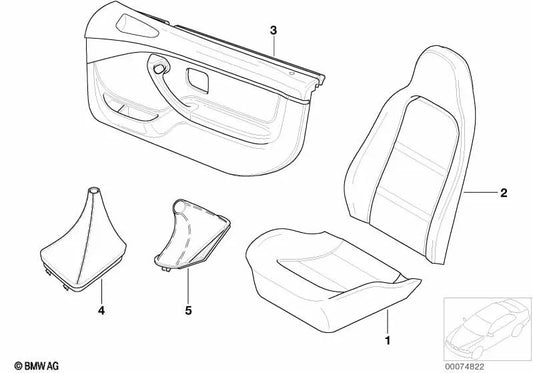 Panel de puerta de cuero derecho para BMW varios modelos (OEM 51412496760). Original BMW