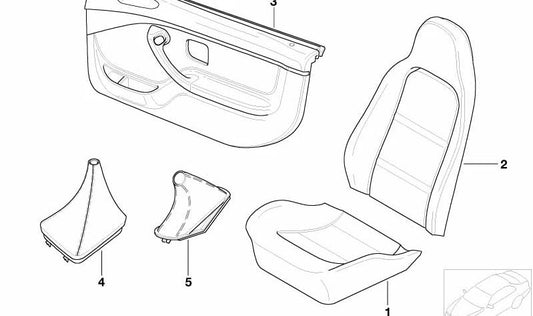 Right leather door panel for BMW E70, E53 3 Series E46, F30 (OEM 51412496762). Original BMW.